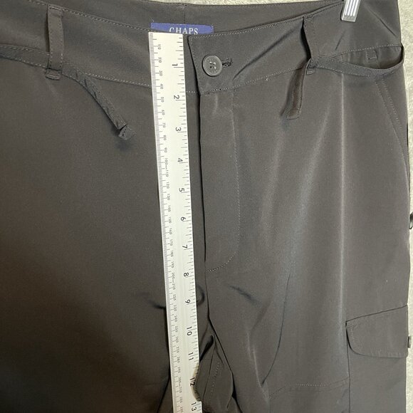 Chaps Women Activewear High Rise Wide Leg Straight Cropped Cargo Pants 12 Black - Picture 8 of 10